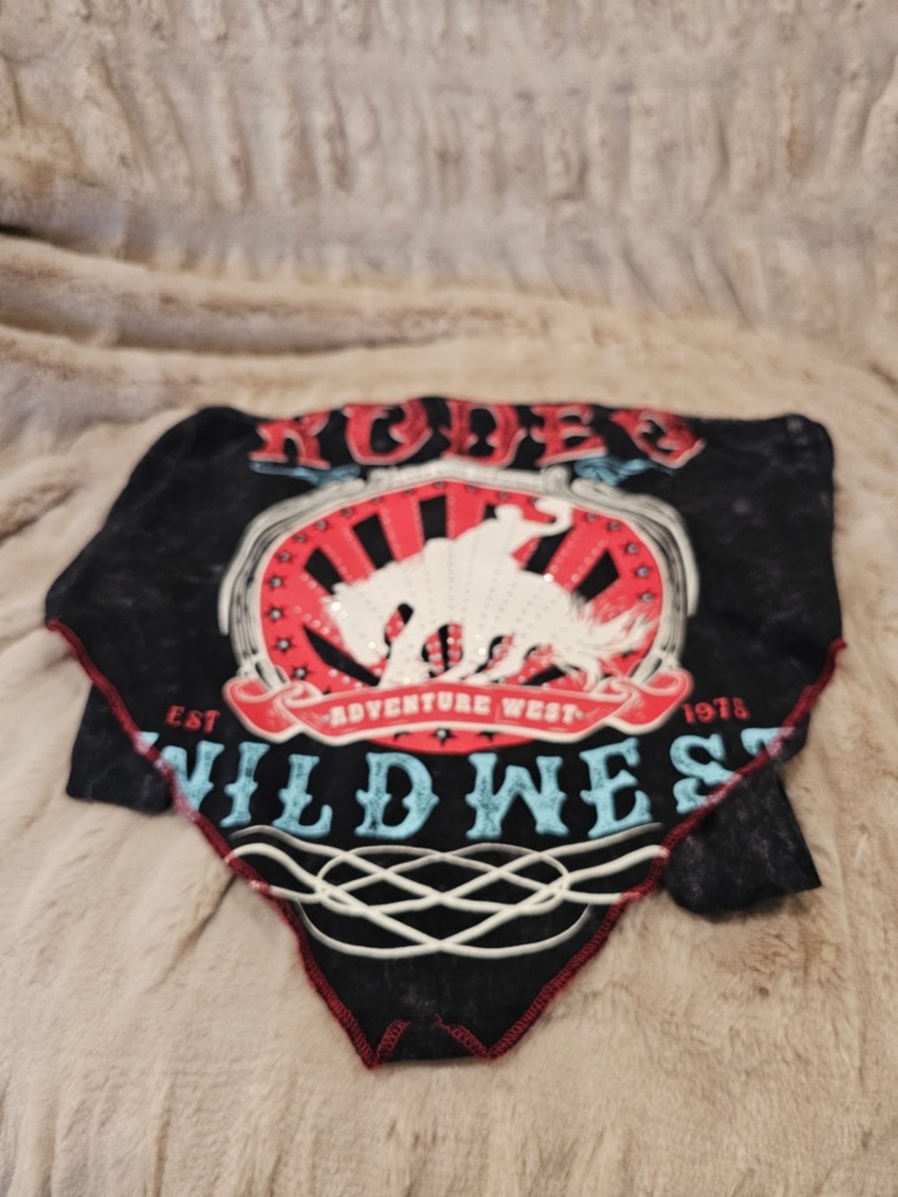 Festival Wild West Graphic Crop Top - Black/Red/Blue